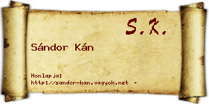 Sándor Kán névjegykártya